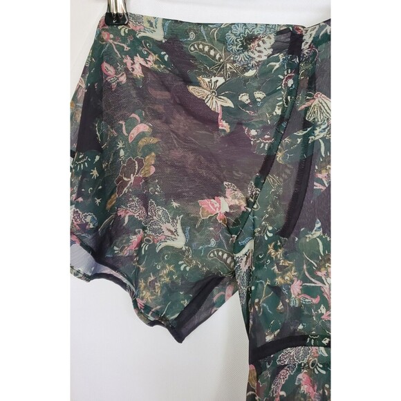 Zara Premium Denim Collection Sheer Floral Mini Dress Tunic Butterfly Sleeves XS - Picture 5 of 5